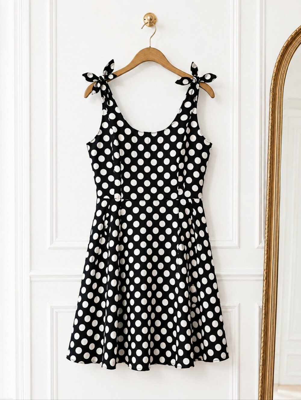 Bonfinedress Black & White Polka Dot Fit & Flare Dress | Size XL - Picture 5 of 8